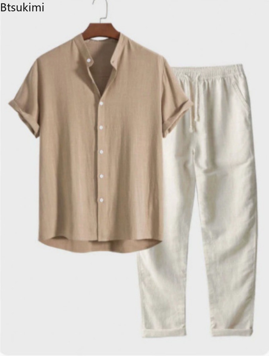 Short Linen Drawstring - Conjunto Masculino de Moda 2026: Camisa
