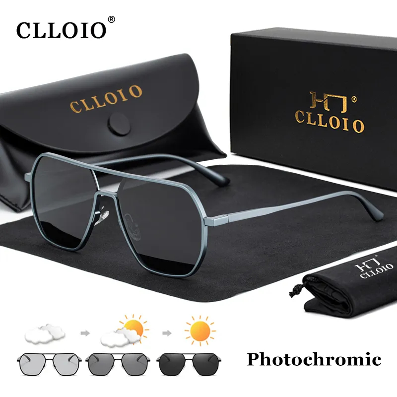 Sunglasses Aviator Polarized - CLLOIO-Óculos de sol fotocromáticos de alumínio