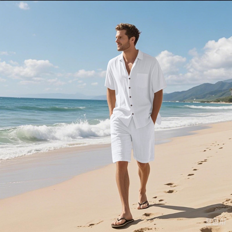 Conjunto Masculino de Camisa d - Shirt Camp Collar avaliação e preço