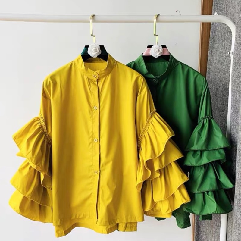 Mulheres camisas brancas sólid - Shirt Camp Collar avaliação e preço