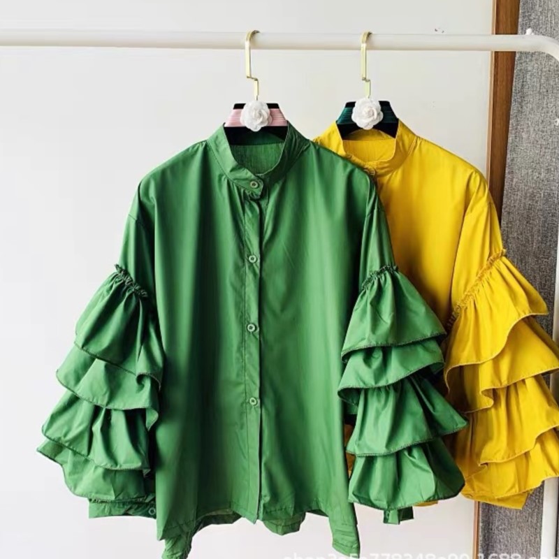 Mulheres camisas brancas sólid - Shirt Camp Collar avaliação e preço