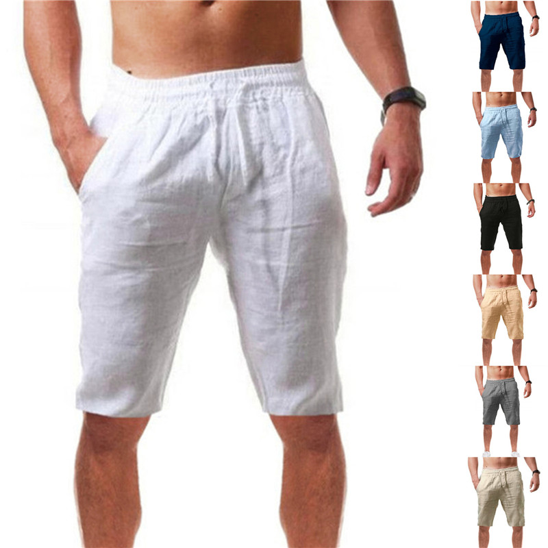 Novos Shorts Masculinos de Alg - Short Linen Drawstring avaliação e preço